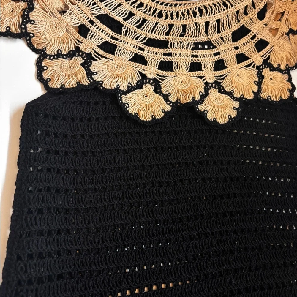 NWT Zara Limited Edition Black Crochet Dress with gold Accents XS/S - Picture 5 of 9